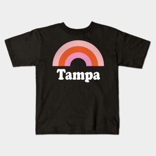 Tampa, Florida - FL Retro Rainbow and Text Kids T-Shirt